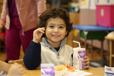 Boy eating breakfast